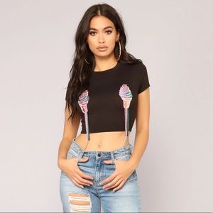 I'm Your Flavor Ice Cream Crop Top - Black